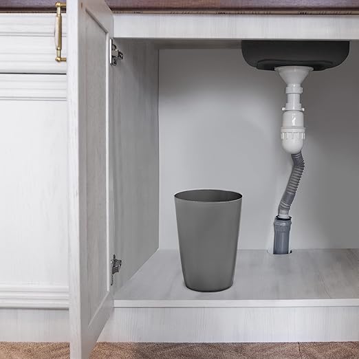 HOLDN’ STORAGE Small Trash Can - 1.58 Gallon Open Top Waste Bin, Compact Waste Can Perfect for Bathroom, Kitchen, Office, Dorm - Durable Garbage Can - Grey