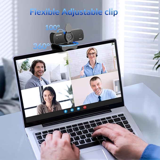 4K Webcam for PC with Sony Sensor, Auto Focus & Privacy Cover, Ultra HD 4K Streaming Camera, 2 Noise-Cancelling Mics, USB Plug & Play, 77° FOV, Web Camera for Zoom, Skype, Teams, Video Calling