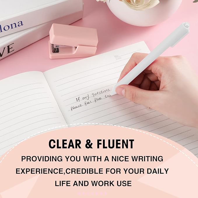 Fulmoon 25 Pcs Ballpoint Pens Bulk Retractable Comfortable Writing Pens Cute Back to School Supplies in Medium Point 1.0 mm for Teacher Student Bridal Shower Baby Shower (White)