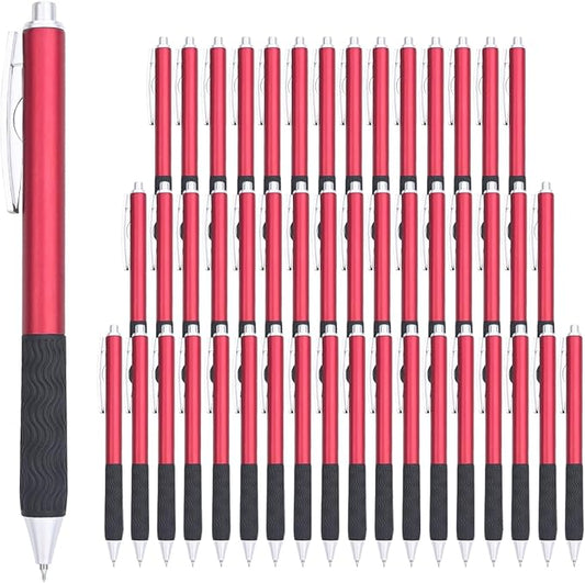 HZIDYAKE Gel Pens Bulk, 50 Black Ink Gel Pens, Smooth Writing Without Losing Ink, 0.5mm Fine Tip for Schools, Offices, Nurses Notes Office Supplies (Red Body)