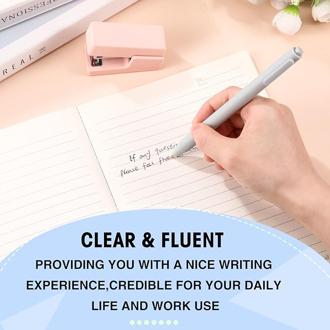 Fulmoon 50 Pcs Ballpoint Pens Bulk Retractable Comfortable Writing Pens Cute Back to School Supplies in Medium Point 1.0 mm for Teacher Student Bridal Shower Baby Shower (Black White Gray)