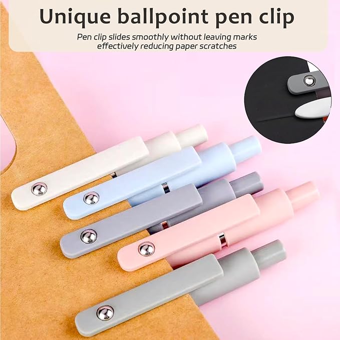 Gel Pens, 5Pcs 0.5mm Fine Point Pens With Smooth Wirting,Quick Dry Aesthetic Pens For Journaling, Ballpoint for Office School Supplies,Gifts for Women Men Student(Morandi)