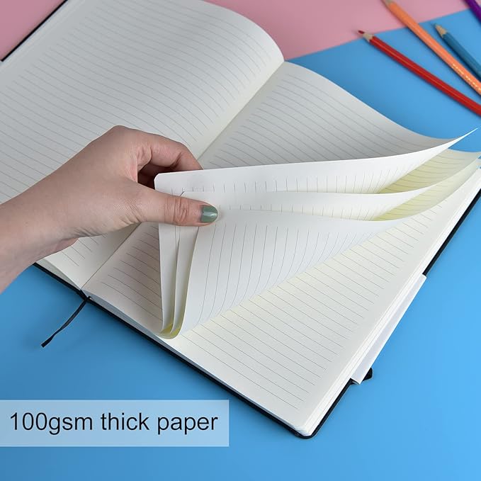 3 Pack B5 Journal Notebooks Classic College Ruled Notebooks Hardcover Lined Journals for Office Home School Business Writing Note Taking, 10.2 x 7.5 inch, 100GSM Thick Paper, 160 Pages (Black)