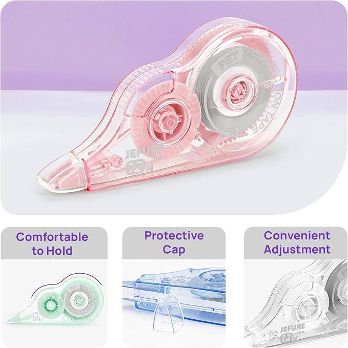 12 Pcs Colorful Core Correction Tape, 39.37 Ft White Wrong Out Tear-Resistant Bulk, Instant Corrections Easy to Use Applicator for School, Office, Note Taking, Journal (Tape Width 0.2 in)