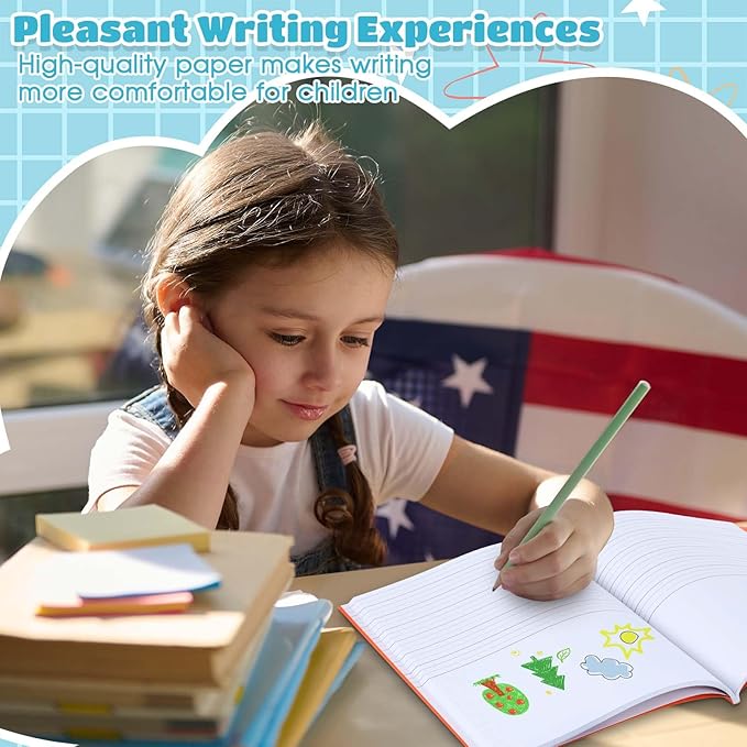 Henoyso 12 Pcs 120 Pages Primary Composition Notebooks K-2 9 3/4 x 7 1/2 Inch Journals Primary Journals Blank Books for Kids to Write Stories Kindergarten (Colorful)