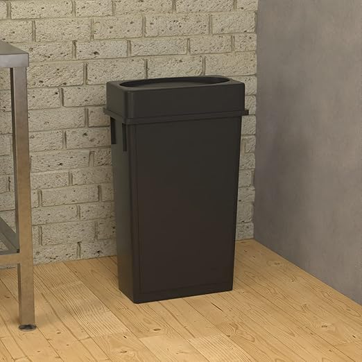 23 Gallon Black Slim Jim Trash Can with Drop Shot Lid
