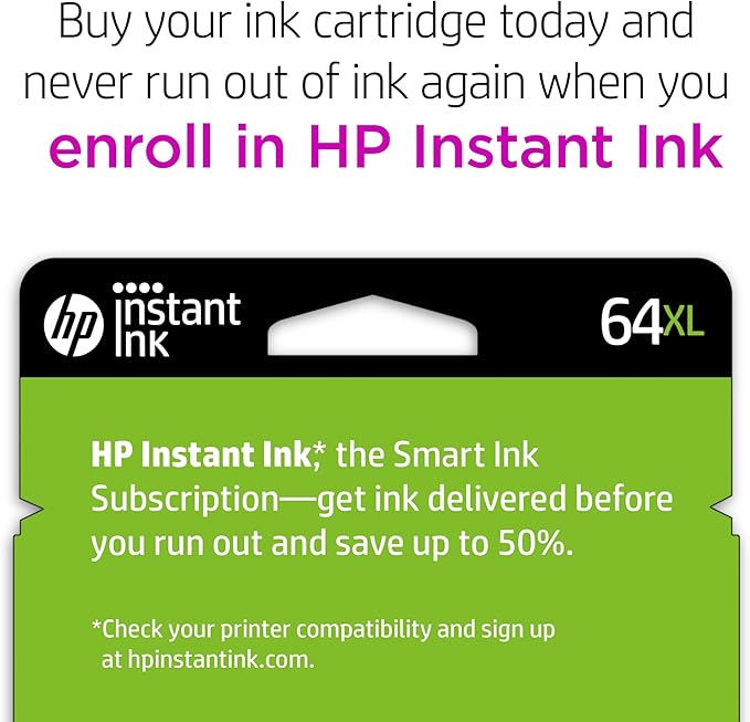 HP 64XL Tri-color High-yield Ink Cartridge for HP Printers | Works with Printer Series: ENVY Inspire 7950e; ENVY Photo 6200, 7100, 7800; Tango | Eligible for Instant Ink | N9J91AN