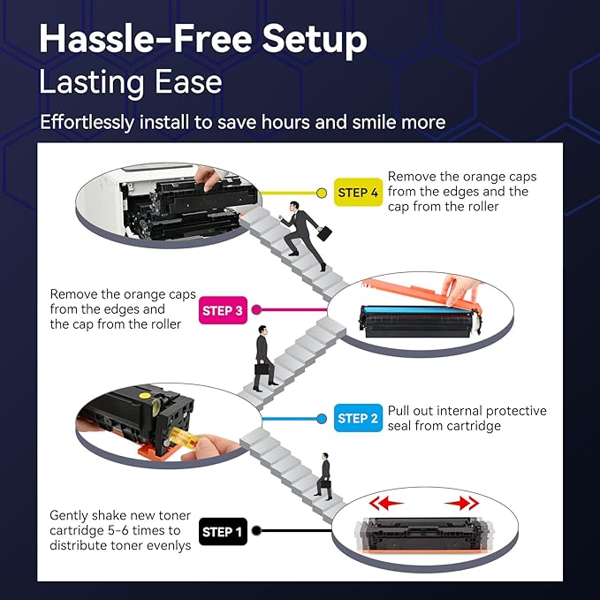 202A Toner Cartridges 4-Pack CF500A - Compatible Replacement for HP 202A 202X for Color Laserjet Pro MFP M281fdw M254dw M281fdn M281cdw M280nw M254dn M254nw Toner Cartridge CF500A CF500X (with Chip)