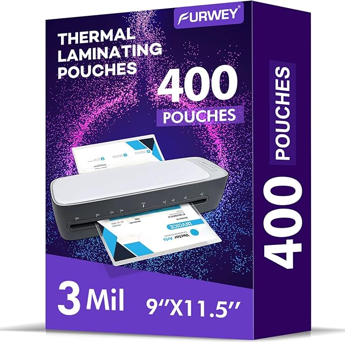 400 Pack Laminating Sheets, Holds 8.5 x 11 Inch Sheets, 3 mil, 9 x 11.5 Inches Thermal Laminating Pouches Lamination Sheet Paper for Laminator, Clear, Letter Size, Office and School Supplies
