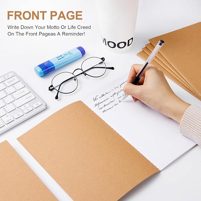 30 Pack A5 Unline Kraft Notebooks, 8.3x5.5inch Blank Journal Notebook Bulk for Drawing & Writing, Small Blank Paper Sketchbook Travel Journal Set for Adult, Paint Beginner and Student, 60 Pages