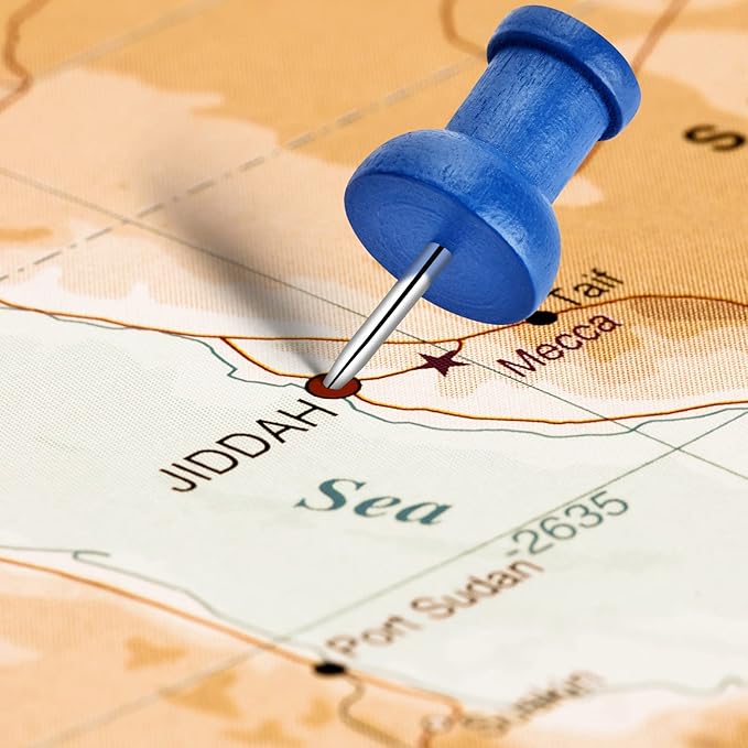 40Pcs Wood Push Pins, Decorative Thumb Tacks, Wooden Pins and Tacks, Cork Board Thumbtacks, Cute Thumbtack for Wall and Bulletin Board, Map Pins