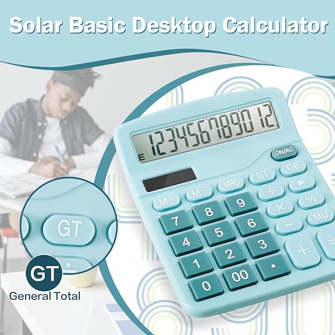 12-Digit Calculator, Desktop Calculators with Big Buttons and Large Display,Office Calculators Desktop,Solar Battery Dual Power,Desk Calculator for Office Home(Blue,8 Pack)