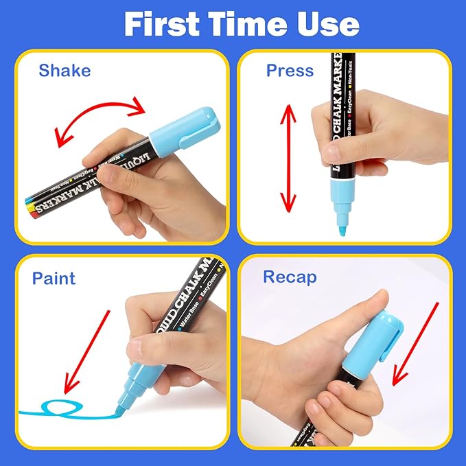 46 Pack Liquid Chalk Markers for Blackboard, Dry Erase Markers Pens for Chalkboard Calendar Window Car Glass, 6mm Reversible Tip, Dust-Free Chalk Pens for School Kids Bistro Businesses Restaurants