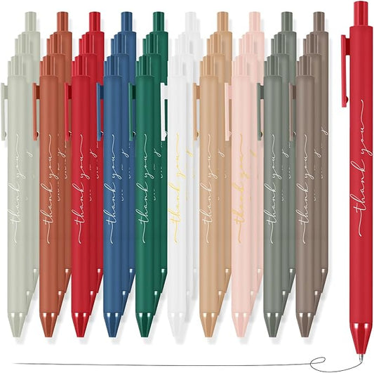 30 Pcs Thank You Pens Bulk Multicolor Ballpoint Pens Thank You Gift for Men Women Employee Appreciation Gifts Holiday Gifts for Teacher Office Party Favors(Christmas Colors)