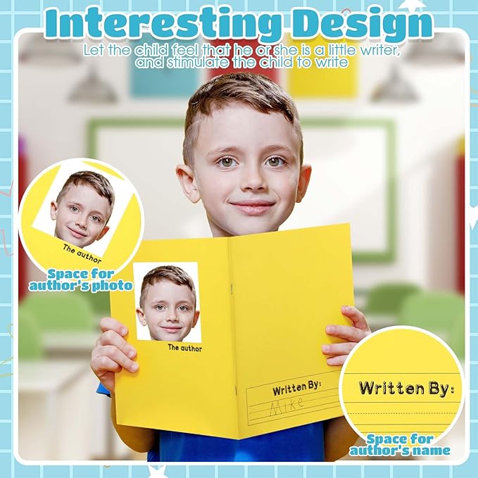 Henoyso 12 Pcs 120 Pages Primary Composition Notebooks K-2 9 3/4 x 7 1/2 Inch Journals Primary Journals Blank Books for Kids to Write Stories Kindergarten (Classic Color)