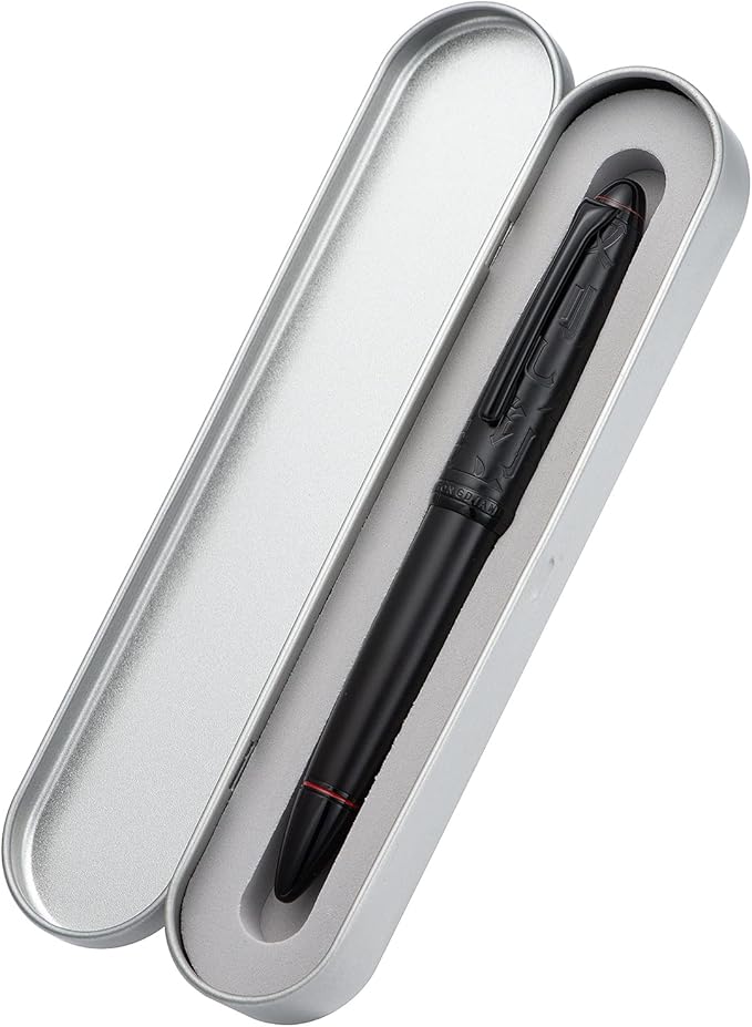 Hongdian N6 Black Metal Resin Piston Fountain Pen Black Long Blade Nib Classic Pen, Includes Metal Box Writing Pen
