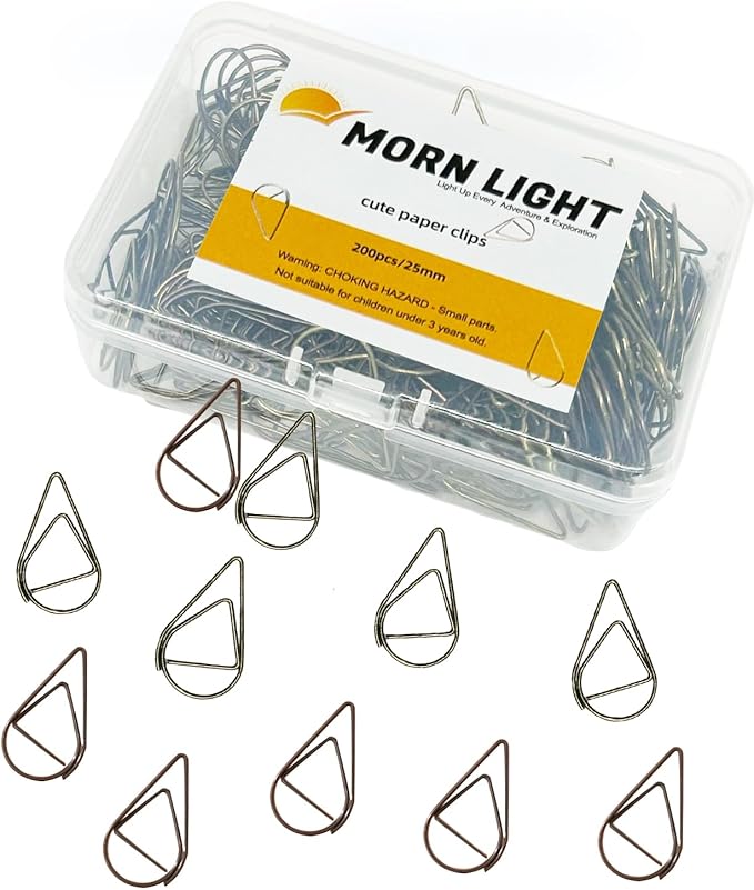 200 Pcs Teardrop Paper Clips Bulk,Stainless Steel Rust-Resistant Paperclips for Wedding Invitations, 3X Stronger Hold with Mirror Polish (Copper+Bronze, 1inch)