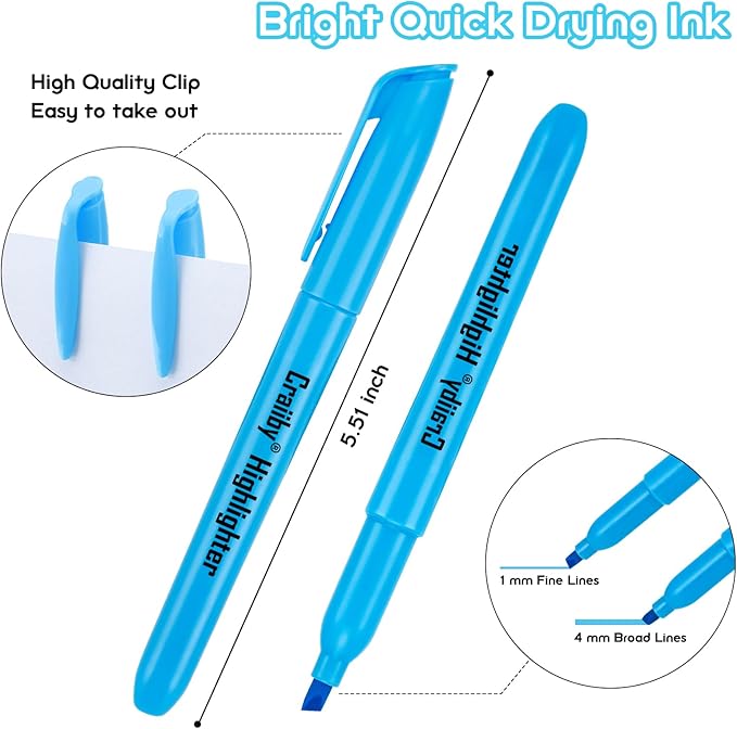 Highlighters, Chisel Tip, No Bleed, Assorted Colors, Dry-Quickly, 108 Count Bulk Pack