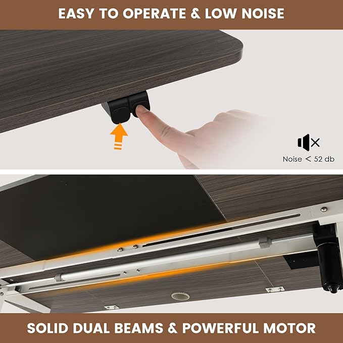 GOFLAME Height Adjustable Electric Standing Desk, 55 x 28 Inch Sit Stand Up Electric Desk with Headphone Hook, Ergonomic Standing Workstation, Electric Standing Desk with Metal Frame, Dark Grey