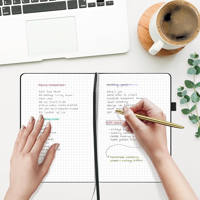 &And Per Se Graph Journal Notebook, 160 Pages, 5.7 x 8 inches College Ruled Thick Paper Notebook Journals for Writing, Grid Hardcover Notebook(1 Pack, black)