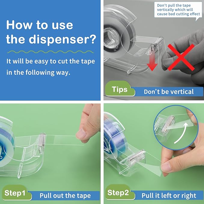 18 Pcs Transparent Tape with Dispenser, 0.7 x 1000 in Blue Core Clear Tape Rolls Bulk, Office Tape Refills for Desk, Craft, and Gift Wrapping