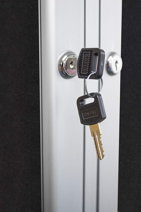 Ghent 36"x60" 2-Door indoor Enclosed Recycled Rubber Bulletin Board, Shatter Resistant, with Lock, Satin Aluminum Frame,Black (PA23660TR-BK) ,Made in the USA