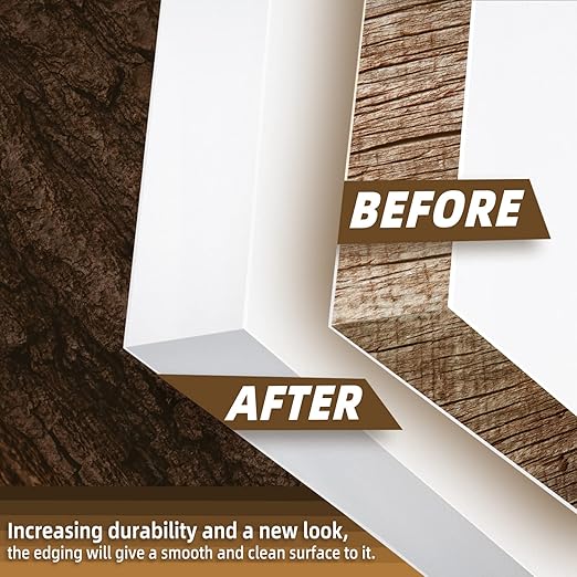 GSCIT Club White Melamine Edge Banding, 1 inch x 500ft Edge Banding with Hot Melt Adhesive Preglued Cabinet Edge Banding Flexible White Veneer Edging for Plywood