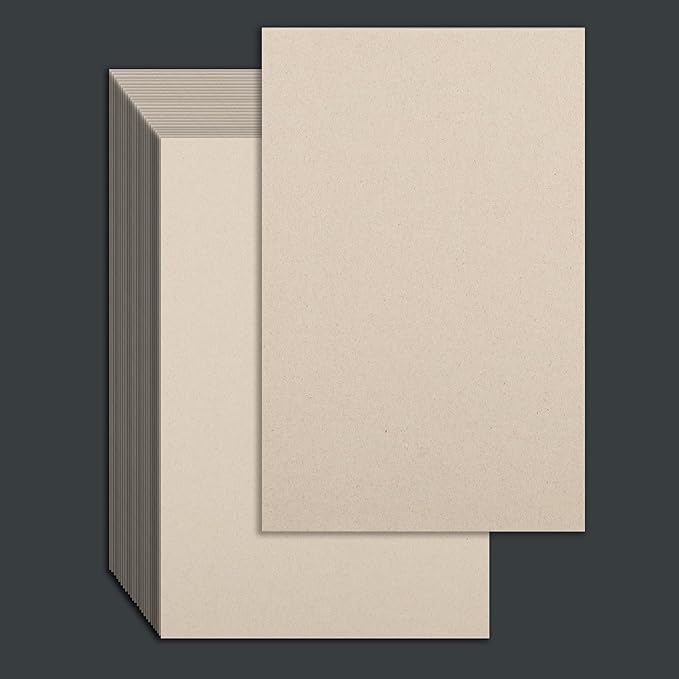 25 Pcs Book Board, Binder Board, Cover Board, Heavy Duty Chipboard for Book Binding, DIY Cardboard (Gray, 5 x 7 Inch 80PT)