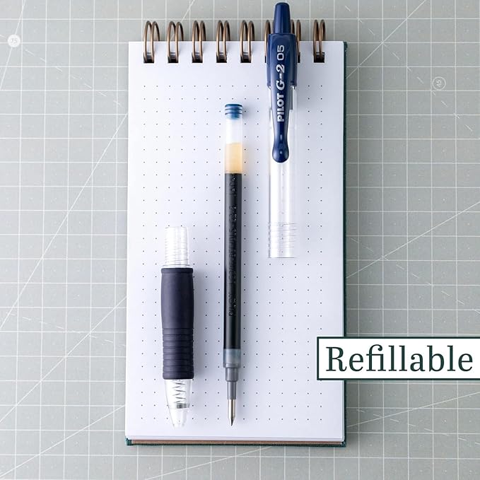 G2 Retractable Premium Gel Ink Roller Ball Pens Extra Fine Point (.5mm) Green Ink 3 pack; Refillable & Premium Comfort Grip Bundle with Plastic Reusable Pouch