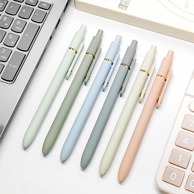 12 Pcs Gel Pens 0.5mm Quick Dry Black Ink Pens Fine Point Smooth Writing Pens, Cute Office and School Supplies Gifts for Women Teacher Students (12 Pcs Morandi and Vintage Gold)