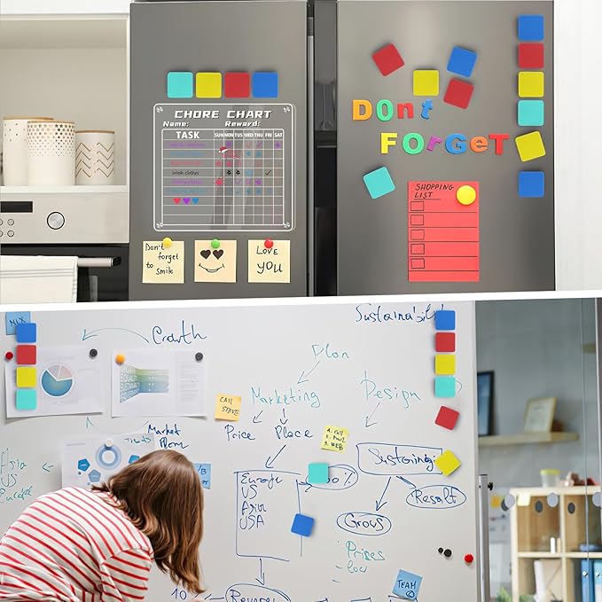 24 pcs Strong Magnetic Whiteboard Erasers - Mini Dry Erase Erasers, Small Chalkboard Cleansers Wiper for Kids and Teachers Classroom Must Haves School Supply Home and Office, Square