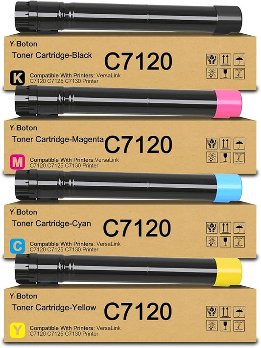High Yield Versalink C7125 C7120 C7130 Toner Cartridge Replacement for Xerox 006R01824 006R01825 006R01826 006R01827 Toner for Versalink C7120 C7125 C7130 Printer (4-Pack Black Cyan Magenta Yellow)