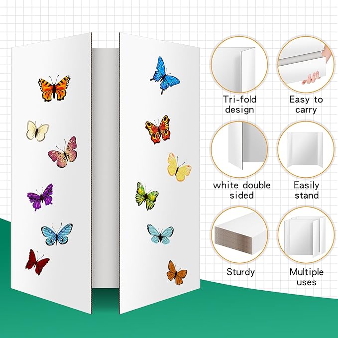 2 Pack Trifold Poster Board 48" X 36", IKAYAS Double Sided White Poster Boards, Science Fair Display Boards Posterboard Foamboard for Mounting, Prints,Art,Display,Projects Classroom Supplies