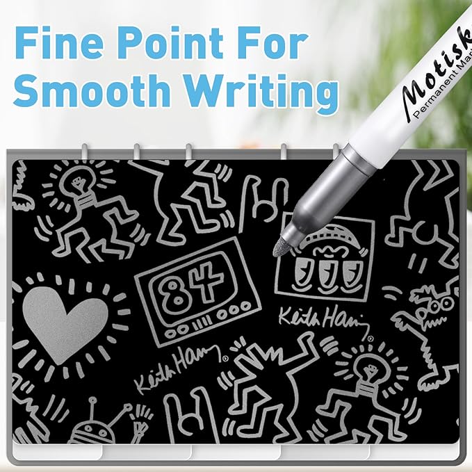 120 Pcs Metallic Permanent Markers Bulk: Silver Metallic Marker Pens Set with Fine Point Tips for Gift Card Making, Artist Illustration, Industrial Marking