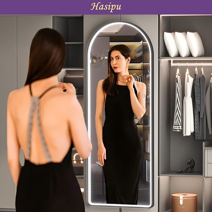 Hasipu 71" x 28" LED Mirror - Full Length with Lights, Arch Design, Wall Mounted, Dimming & 3 Color Modes