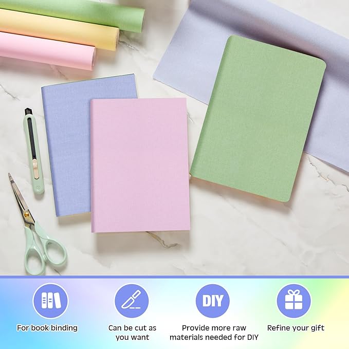 4 Pcs Book Cloth Bookcover Fabric Surface with Paper Backed Book Binding Cloth Fabric Book Cover for Scrapbooking Album DIY Craft Supplies Home, 4 Colors(Morandi Color,40 x 16 Inches)