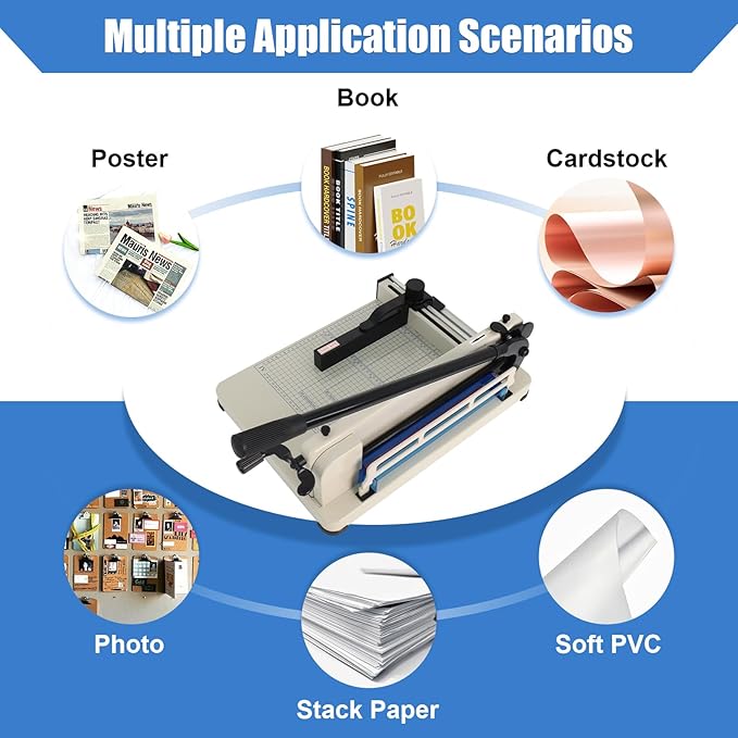 Heavy Duty Paper Cutter, 12 inch Guillotine Paper Cutter Industrial-Grade Steel Blade with Safety Lock, Guillotinas para Cortar Papel Paper Trimmer for Office, School, Crafting Cardstock