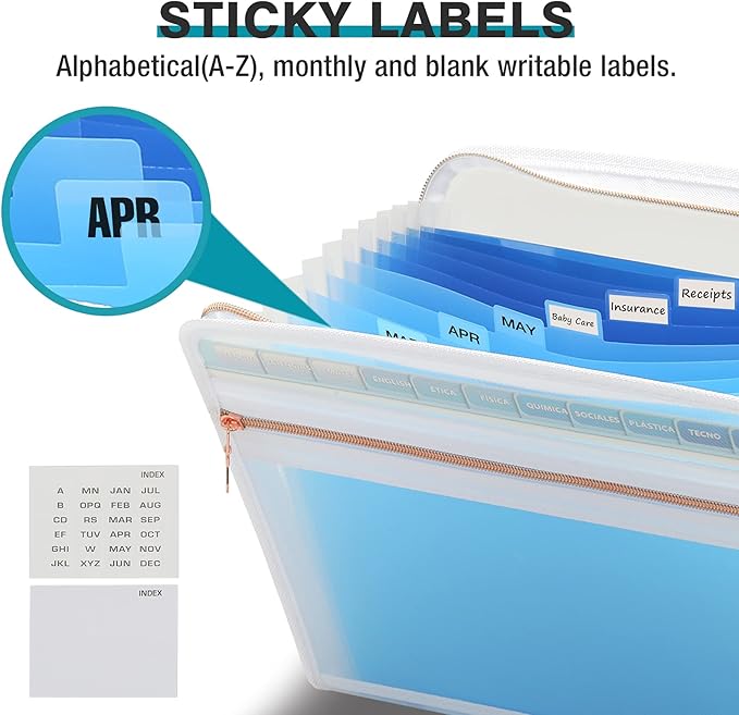 H4D 13 Pocket Expanding File Folder Organizer, Blue, 8.5-x-11-inch