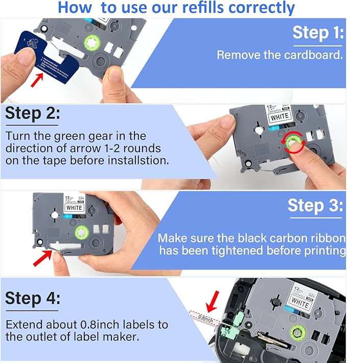 20Pack TZe-231 Tape Label Maker Compatible with Brother P-Touch TZe-231 Tape, TZE231 ½” 0.47”x 26.2 ft Laminated Black on White, for use with PT-D210, PT-H110, PT-D220, PT-D410, PT-D600