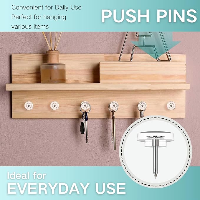 150 PCS Flat Clear Short Push Pins for Wall Thumb Tacks for Walls Flat thumbtacks Push pin for Bulletin Board Shadow Box Display Thumbtack for Cork Board