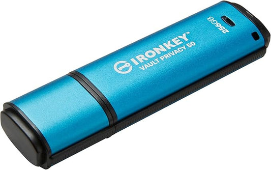 Kingston IronKey Vault Privacy 50 256GB Encrypted USB | FIPS 197 | AES-256bit | BadUSB Attack Protection | Multi-Password Options | IKVP50/256GB