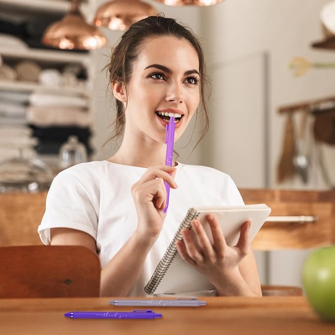 30pcs Thank You Pens Bulk Cute Multicolor Ballpoint Pen for Men Women Server Accessories Employee Holiday Appreciation Gifts for Teacher Office Back to School Party Favor (Purple)