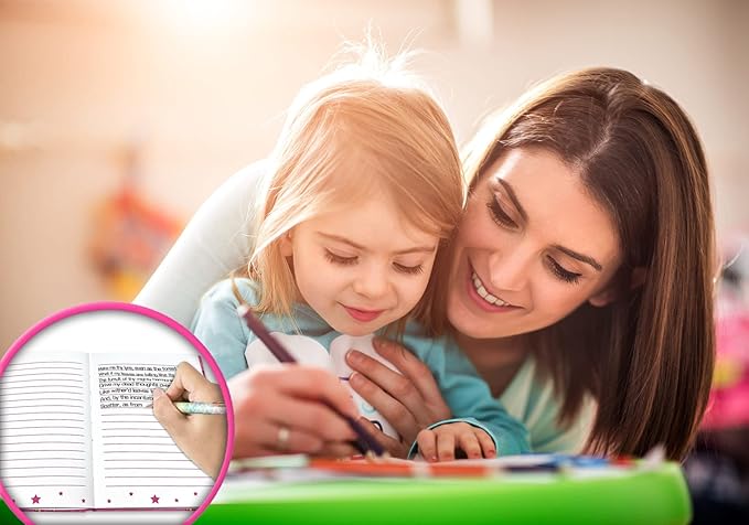 Girls Diary with Lock for Kids, 7x5.25 Inches 160 Lined Pages Secret Pink Princess Notebook for Girls Journal with Lock for Kids Pre School Writing Drawing Cute Girls Gifts for Birthday