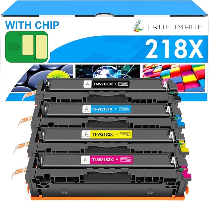 218X Toner Cartridges 4 Pack High Yield 218A 3201dw 3301fdw Compatible Replacement for HP 218A 218X Color Laserjet Pro 3201dw Pro MFP 3301cdw 3301sdw Printer Ink Set with Chip W2180X (B/C/Y/M)