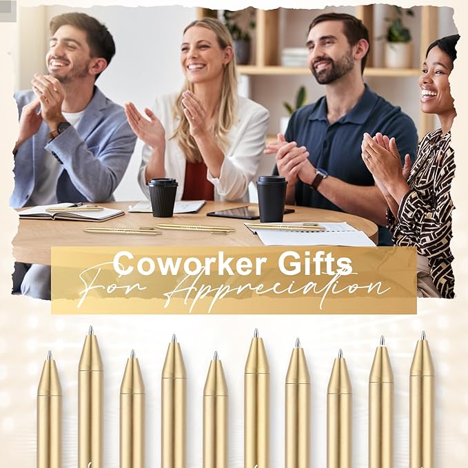 30pcs Thank You Pens Bulk Cute Multicolor Ballpoint Pen for Men Women Server Accessories Employee Holiday Appreciation Gifts for Teacher Office Back to School Party Favor (Gold)