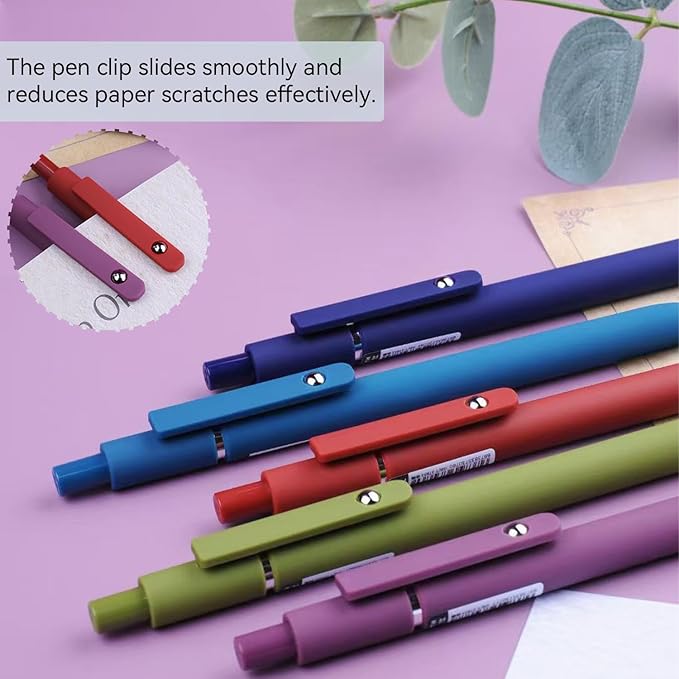 Gel Pens, 5Pcs 0.5mm Fine Point Black Ink Pens With Smooth Wirting,Office Desk Accessories,Quick Dry Pens For Journaling,Ballpoint for School Supplies, Gift for Women Men Student(Retro)