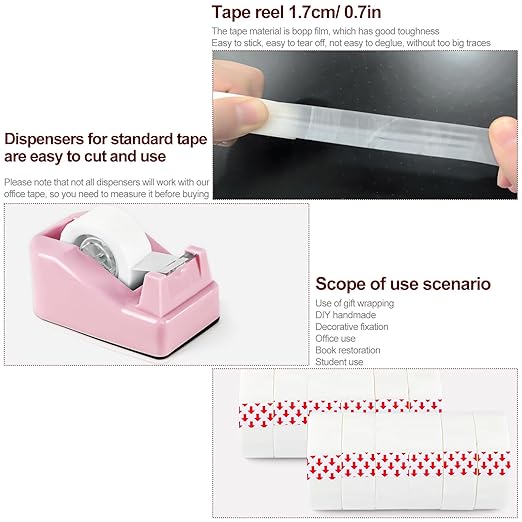 12 Rolls Transparent Tape - Perfect for Wrapping Gifts, Office Supplies, Home Use - Each Roll 0.71 Inch x 1000 inches (12PCS White)