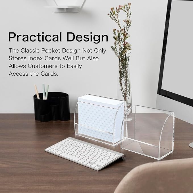 Index Card Display Stand 4.7 X 2.4 X 6.3 Acrylic Card Holder for Desk File Note 4x6 Clear Postcard Stand Index Card Rack Acrylic Business Stand for Office Business Classroom(No Card)