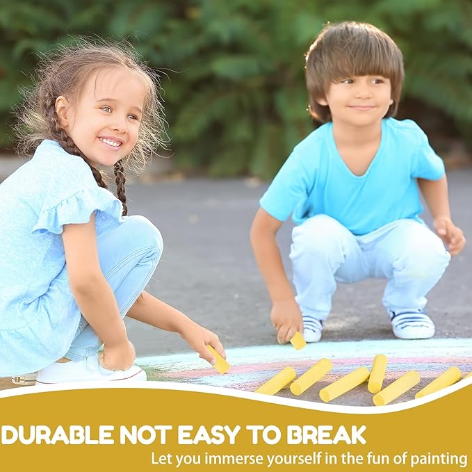 Fulmoon 40 Pcs Jumbo Sidewalk Chalk for Kids Outdoor Art Non Toxic Large Washable Street Chalk for Adults Drawing Painting Classroom(Yellow,Round Style)