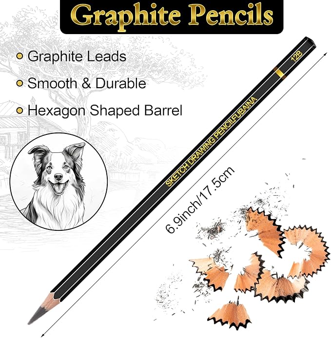 Humyoun 144 Pcs Drawing Sketching Pencil Set Professional (12b - 4h) Graphite Charcoal Gift Bulk for Artists Beginners, Pro Artists, Drawing Art, Sketching
